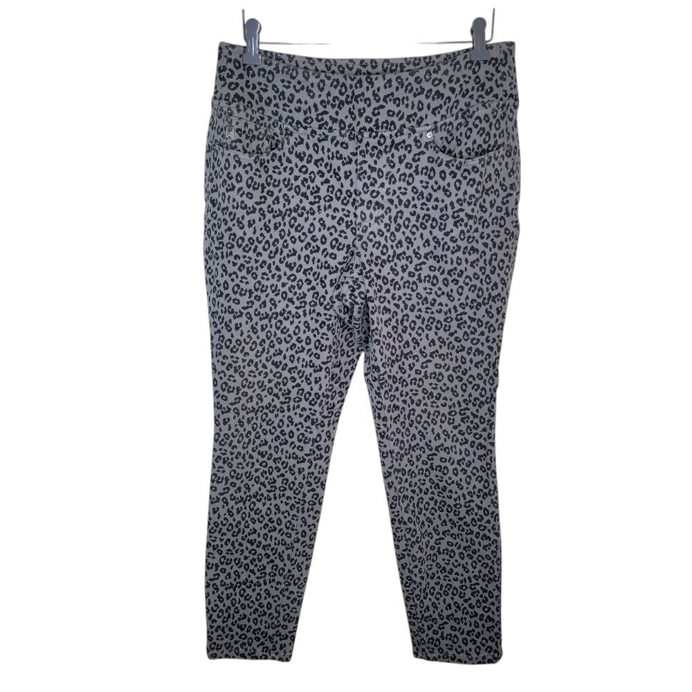 Belle By Kim Gravel Leopard Print Triple Luxe Twill Pants Size 10